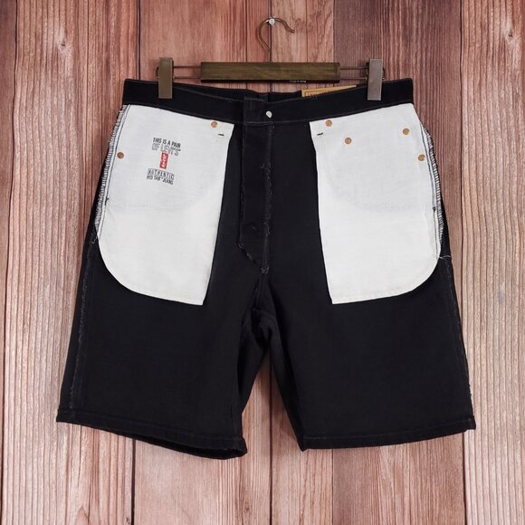 Vintage 90s Levis 550 Relaxed Fit Mens 34 Black Denim Shorts Red Tab USA Made - Picture 3 of 14
